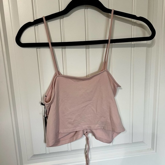 Poof New York Womens Crop‎ Tank Rose Smoke M/L Spaghetti Strap - Picture 8 of 8